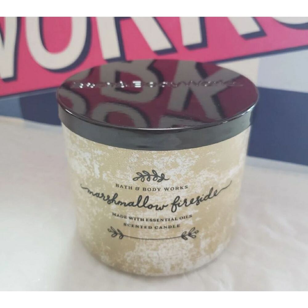 BBW Marshmallow Fireside Large 3 Wick Candle Holiday Home Fragrance